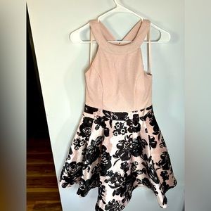 Trixxi Dress Color: Floral Black Light Pink Halter Neck Size M